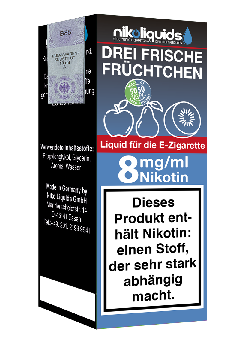 Niko Liquids E-Liquid Drei Frische Früchtchen 50/50 10 ml