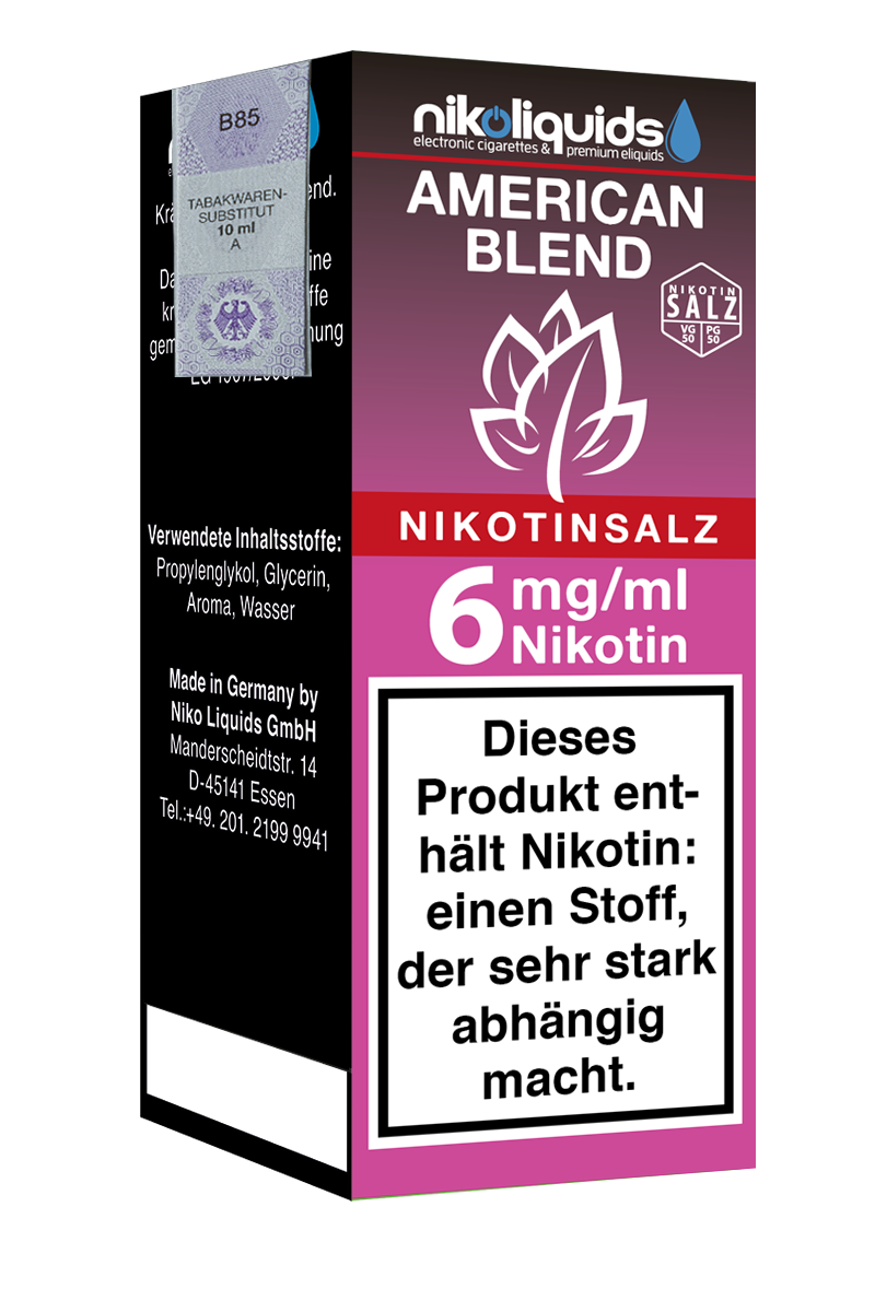 1-1024-06-10-59-001-niko-liquids-nikotinsalz-american-blend-50-50-6mg Niko Liquids E-Liquid Nikotinsalz American Blend 50/50 10 ml