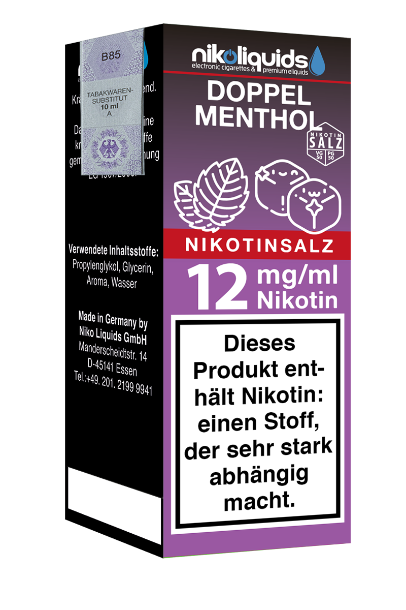Niko Liquids E-Liquid Nikotinsalz Doppel Menthol 50/50 10 ml