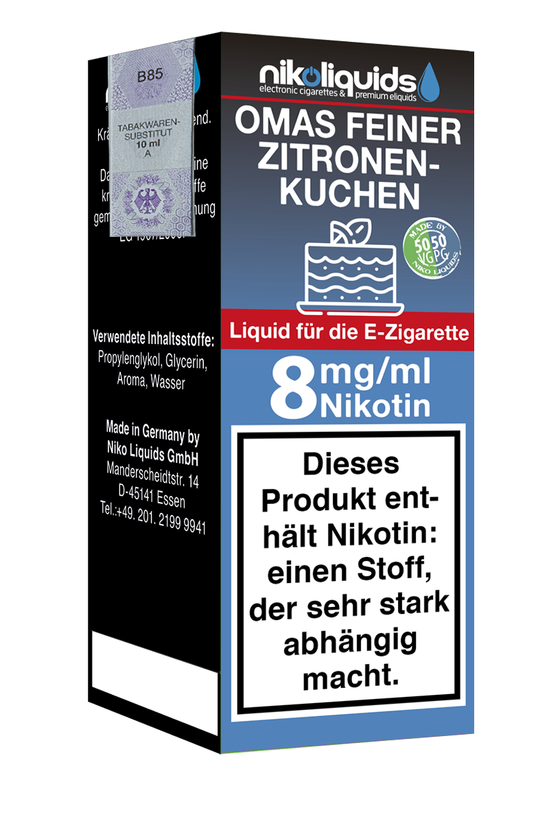 Niko Liquids E-Liquid Omas Feiner Zitronenkuchen 50/50 10 ml