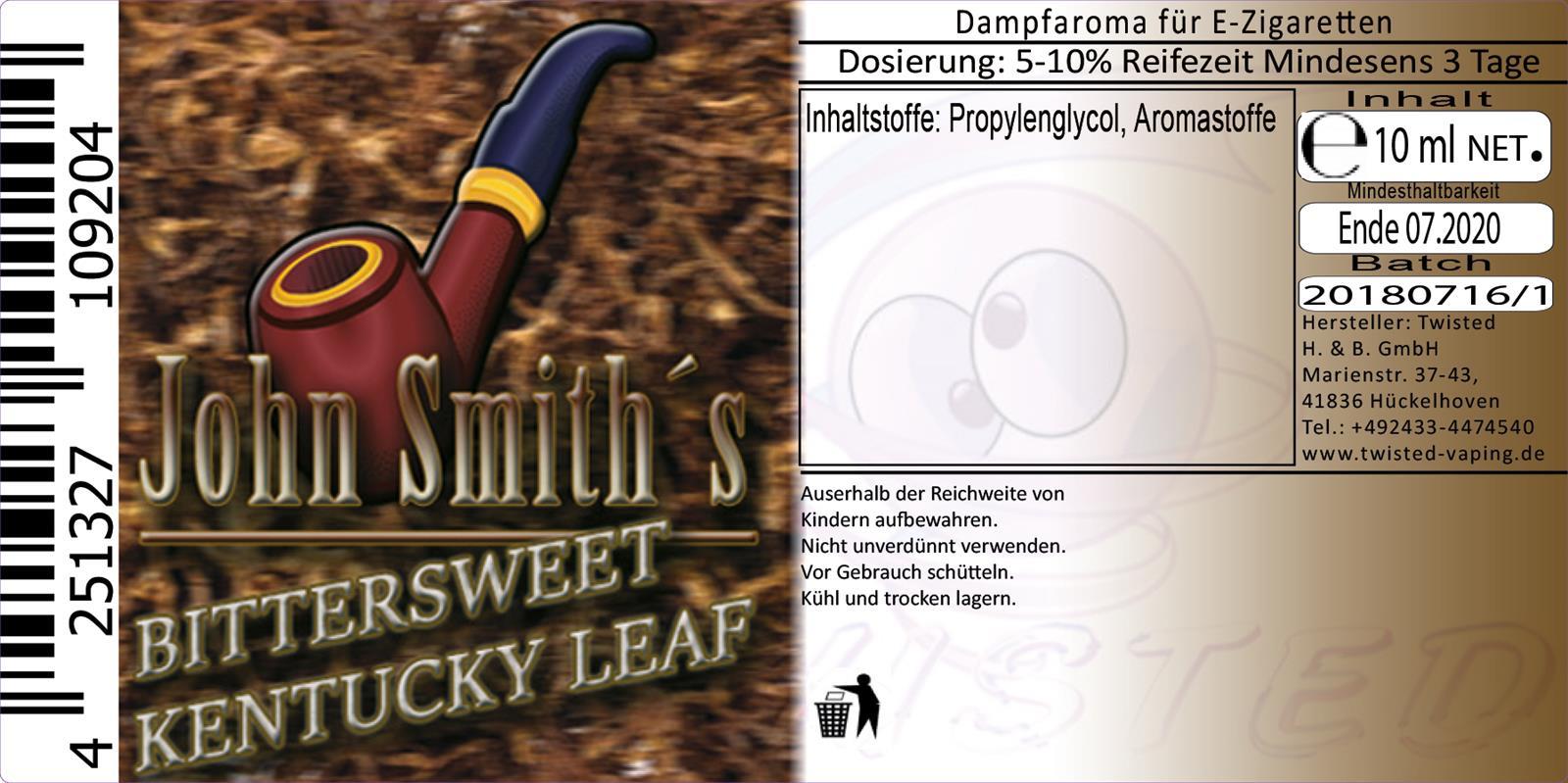 Twisted John Smith´s Blended Tobacco Flavor Bittersweet Kentucky Leaf 10 ml