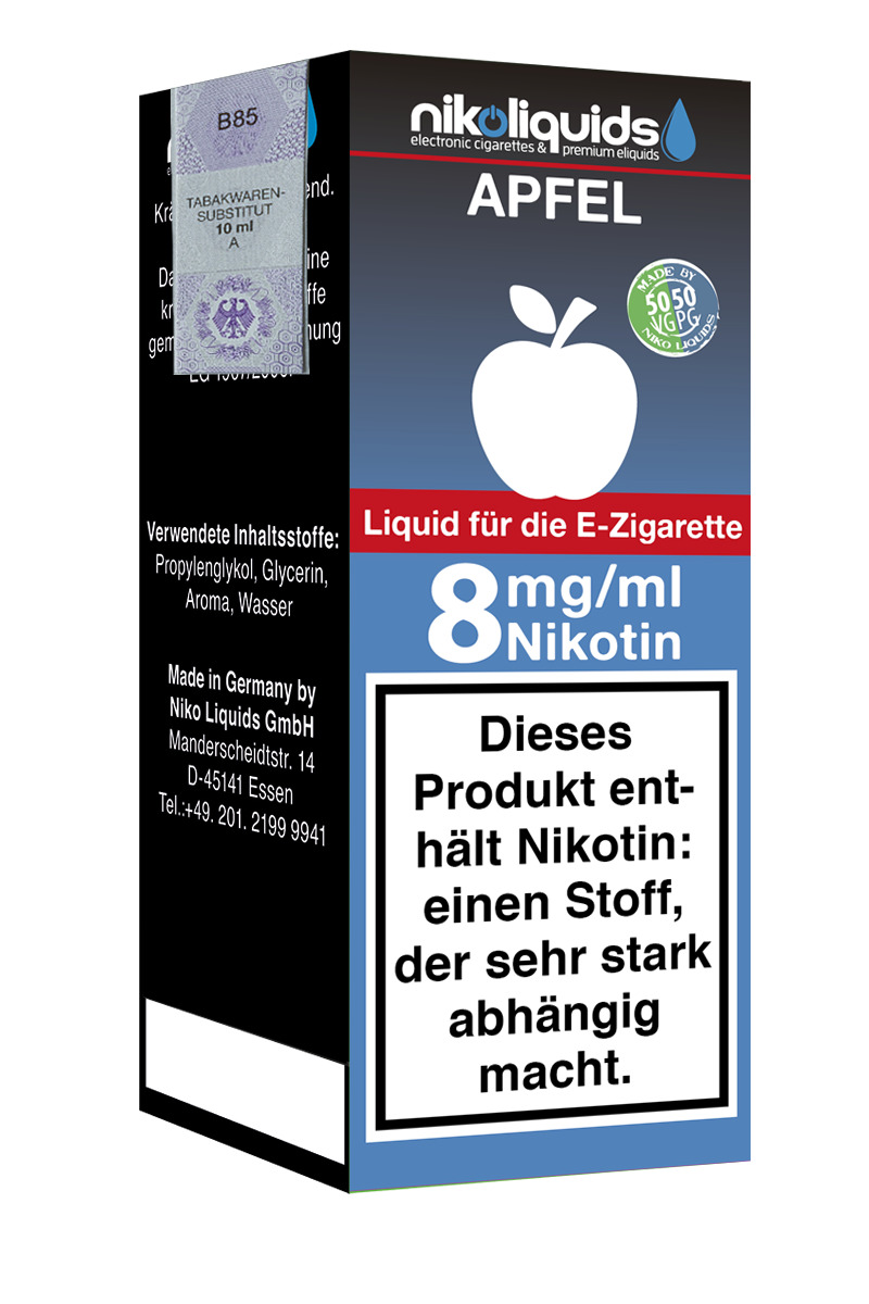 1-1006-08-10-50-niko-liquids-apfel-50-50-8mg Niko Liquids E-Liquid Apfel 50/50 10 ml