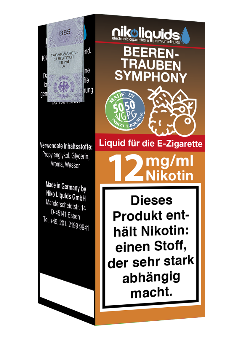 Niko Liquids E-Liquid Beeren Trauben Symphony 50/50 10 ml