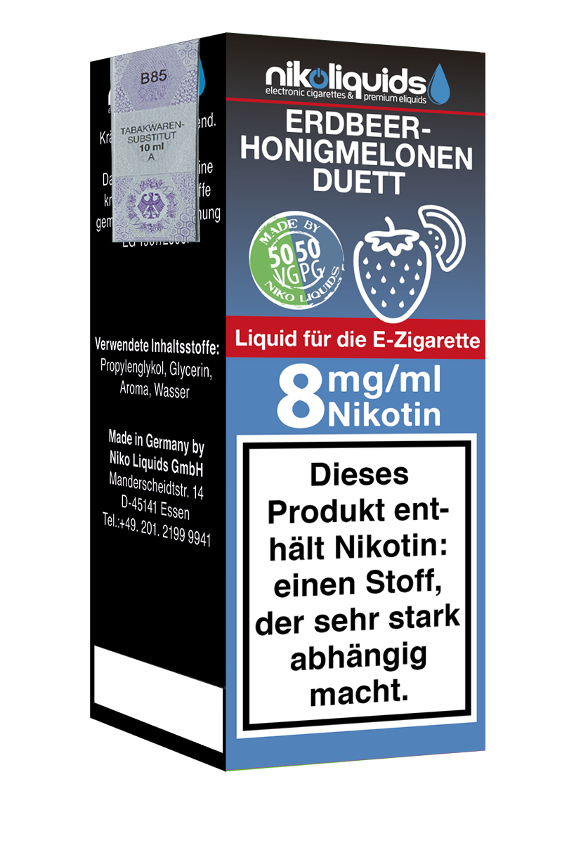 Niko Liquids E-Liquid Erdbeer Honigmelonen Duett 50/50 10 ml
